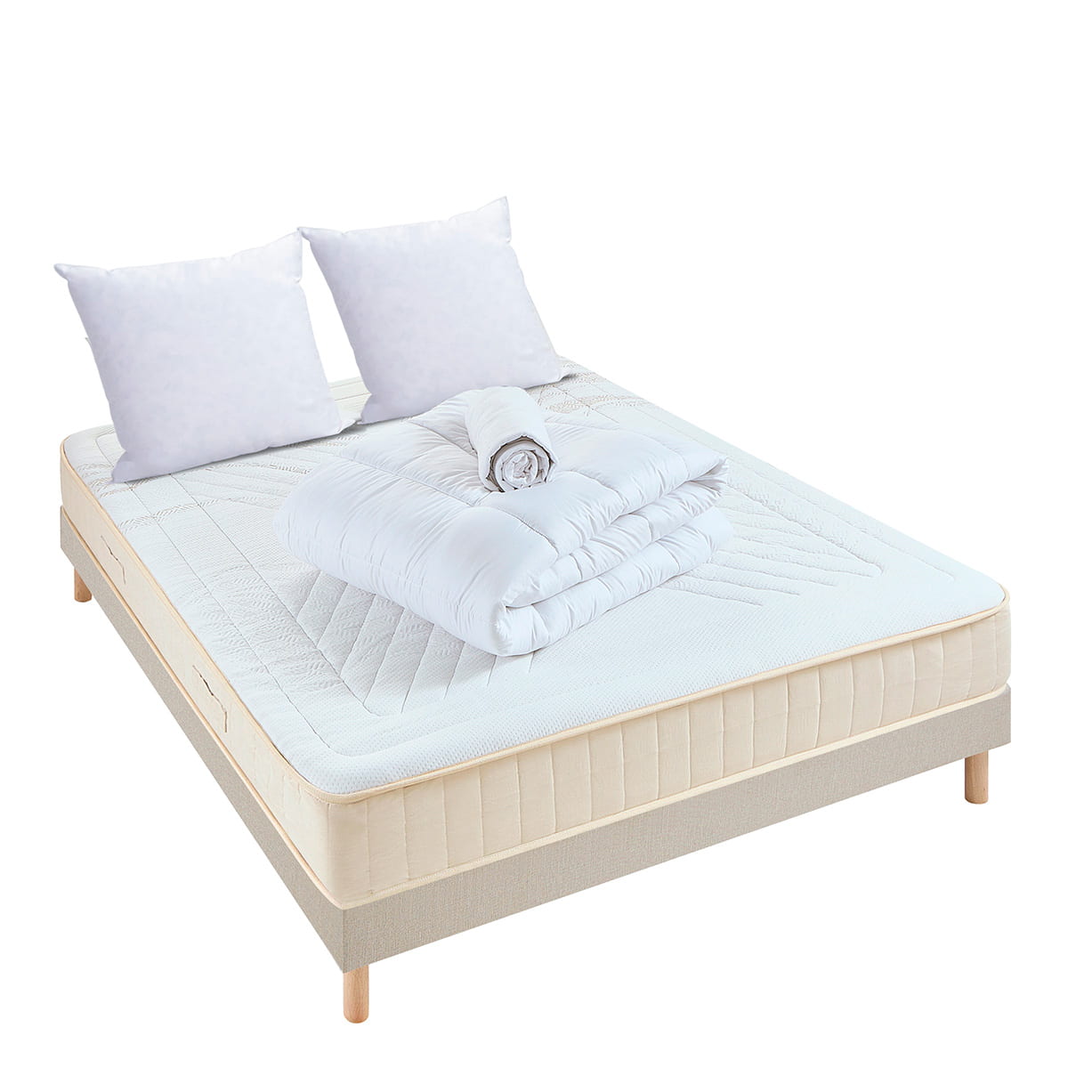 Prêt-à-dormir SYMPHONIE 2.0 avec Sommier, Couette, Oreillers et Protège-matelas