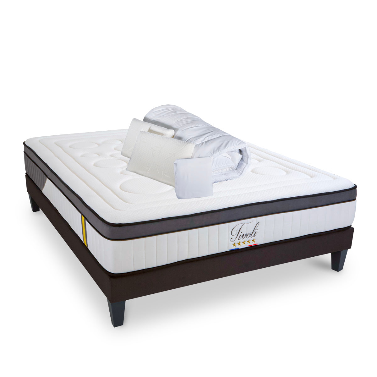 Prêt-à-dormir TIVOLI avec Sommier, Couette, Oreillers et Protège-matelas