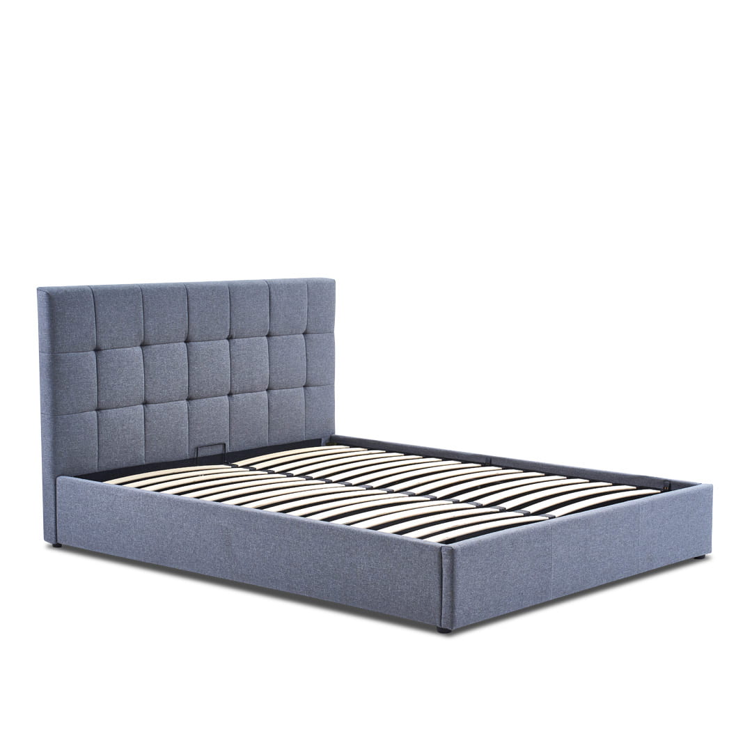 Lit Coffre Tissu Bleu VINCENNES