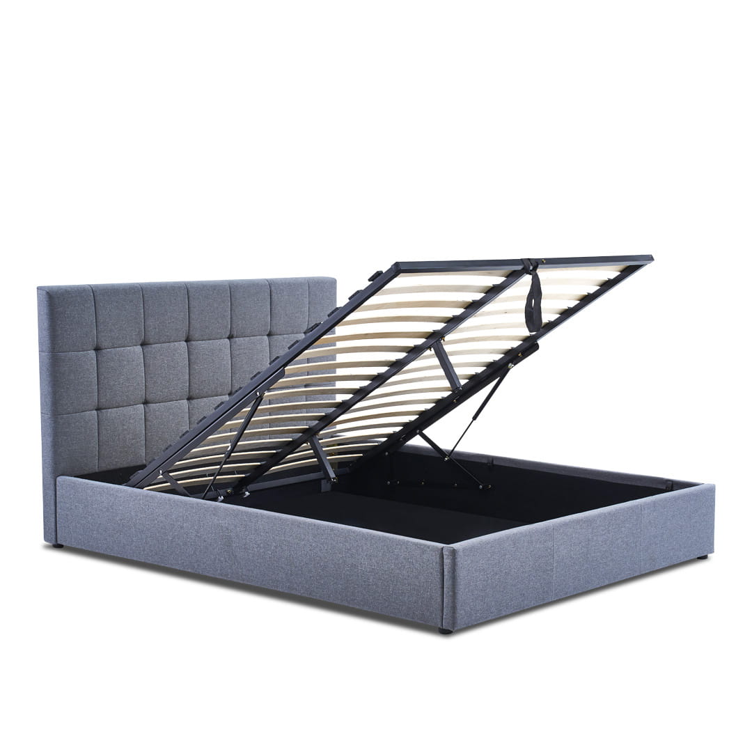 Lit Coffre Tissu Bleu VINCENNES