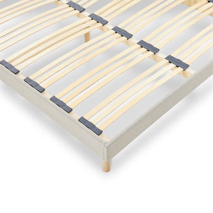 Sommier à lattes bois Lino - Tri-lattes - Beige - Livré en kit