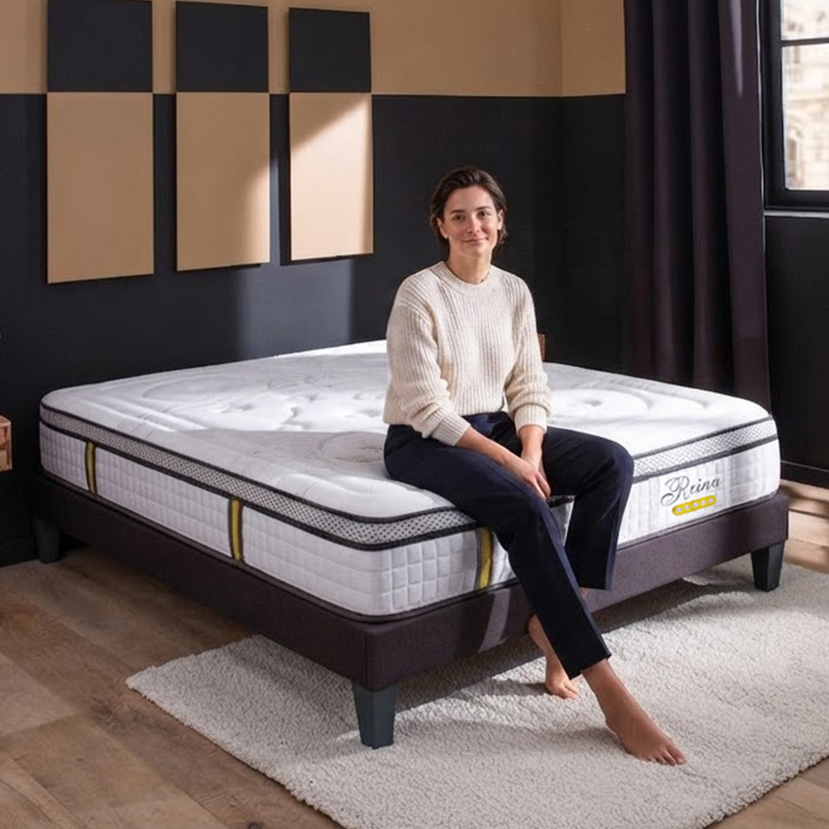 Matelas Reina 2.0 - Hybride ressorts ensachés + mémoire de forme - Équilibré - 26 cm d'épaisseur
