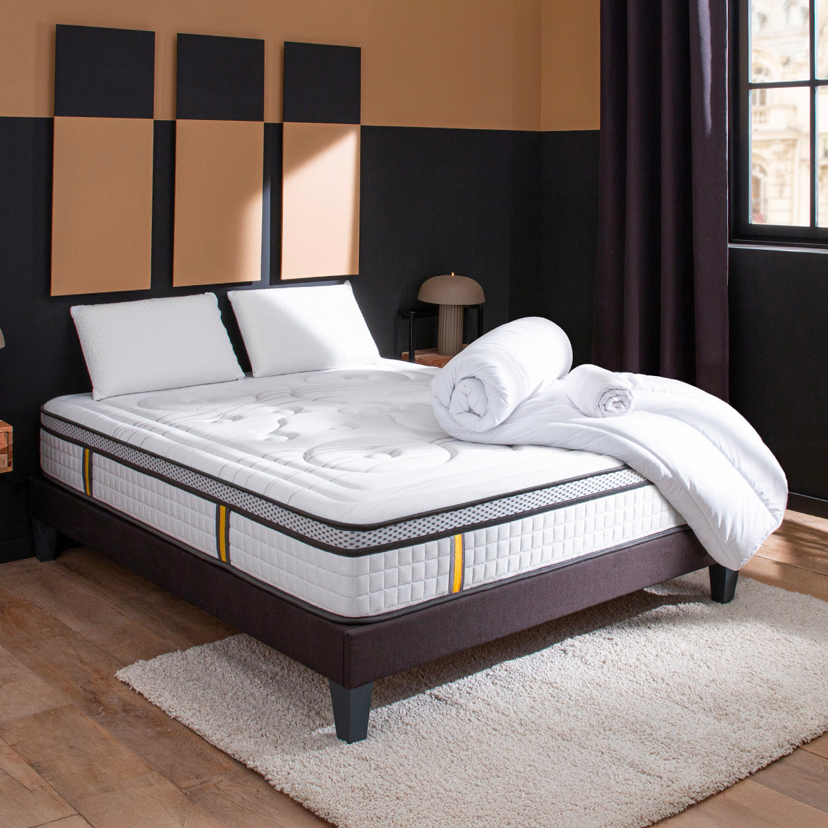 Prêt-à-dormir REINA 2.0 avec Sommier, Couette, Oreillers et Protège-matelas