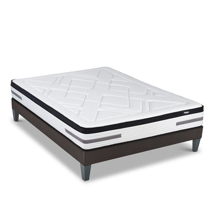 Ensemble Bellevue - Matelas ressorts ensachés + mémoire de forme + Sommier - 24 cm d'épaisseur