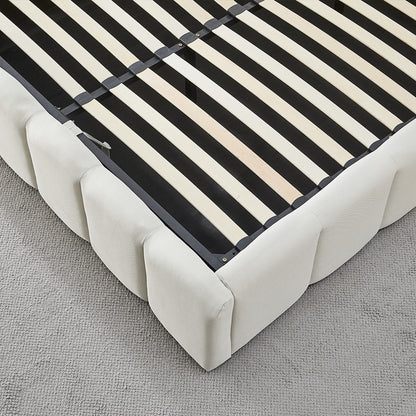 Lit Coffre Tissu Beige MADELEINE