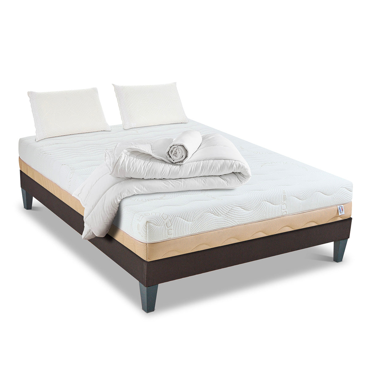 Prêt-à-dormir LÉMAN avec Sommier, Couette, Oreillers et Protège-matelas