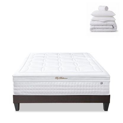 Pack prêt à dormir Empereur - Matelas + Sommier + Couette, oreillers, protège-matelas - 33 cm d'épaisseur