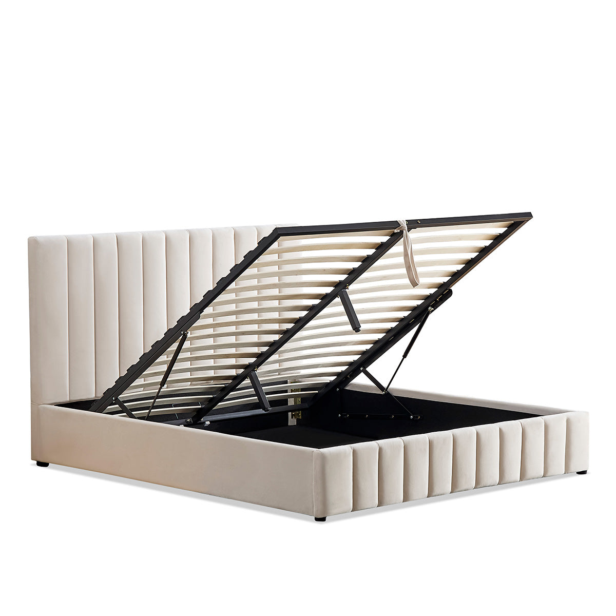 Lit Coffre Velours Beige TROCADÉRO