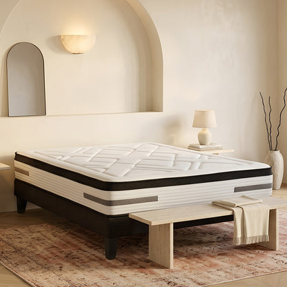 Ensemble Bellevue - Matelas ressorts ensachés + mémoire de forme + Sommier - 24 cm d'épaisseur