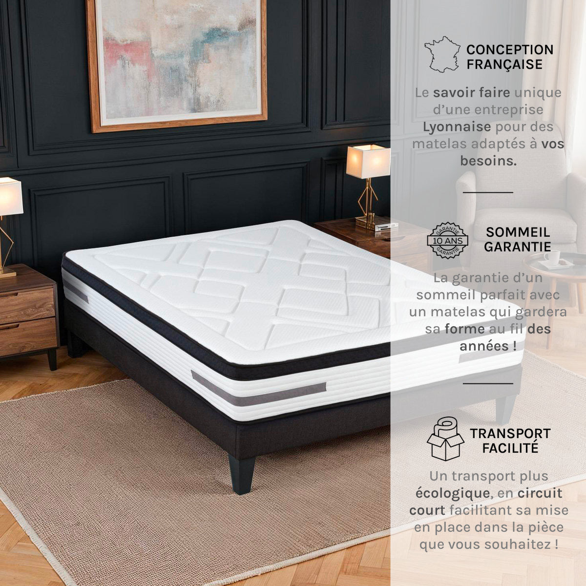 Matelas Ressorts ensachés 24 cm BELLEVUE
