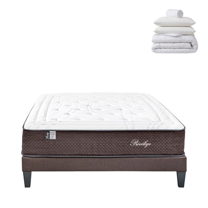 Pack prêt à dormir Privilège - Matelas + Sommier + Couette, oreillers, protège-matelas - 30 cm d'épaisseur