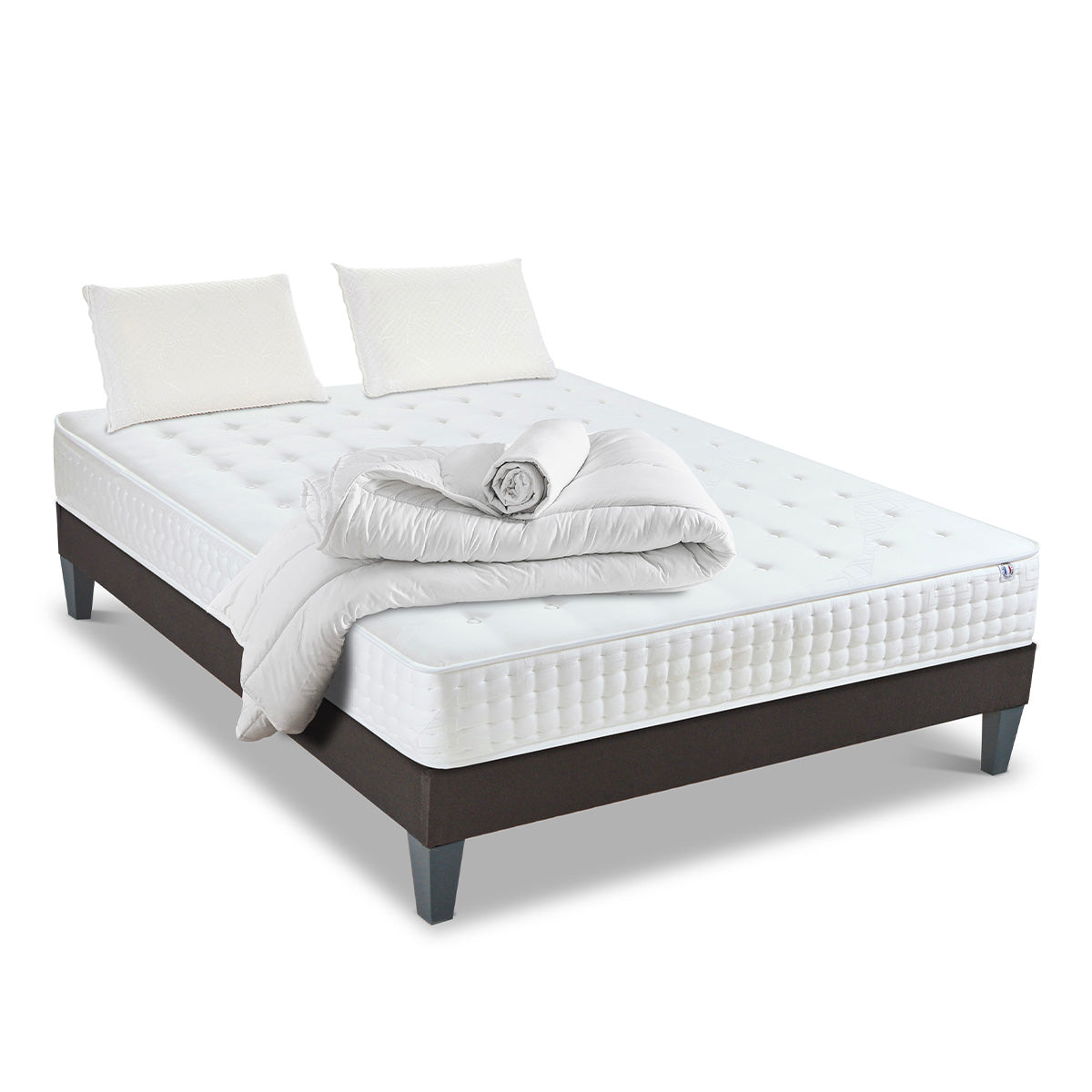 Prêt-à-dormir CHÂTELET avec Sommier, Couette, Oreillers et Protège-matelas