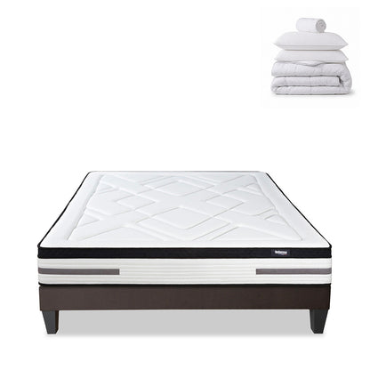 Pack Bellevue - Matelas + Sommier + Accessoires - La chambre équipée en une fois - 24 cm d'épaisseur