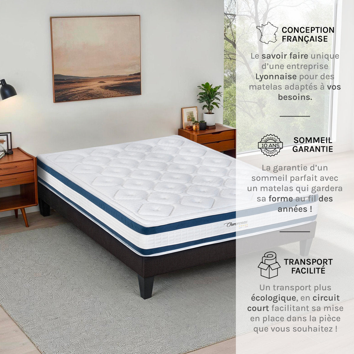 Ensemble Matelas Mémoire de forme CHENONCEAU avec sommier